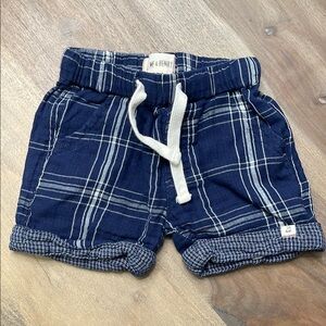 Blue Plaid Kids Shorts With Elastic Drawstring Waist